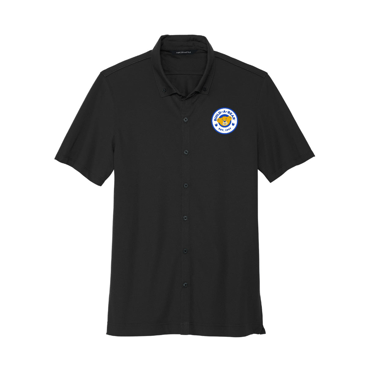 Mercer+Mettle® Stretch Pique Full-Button Polo with Embroidered Logo