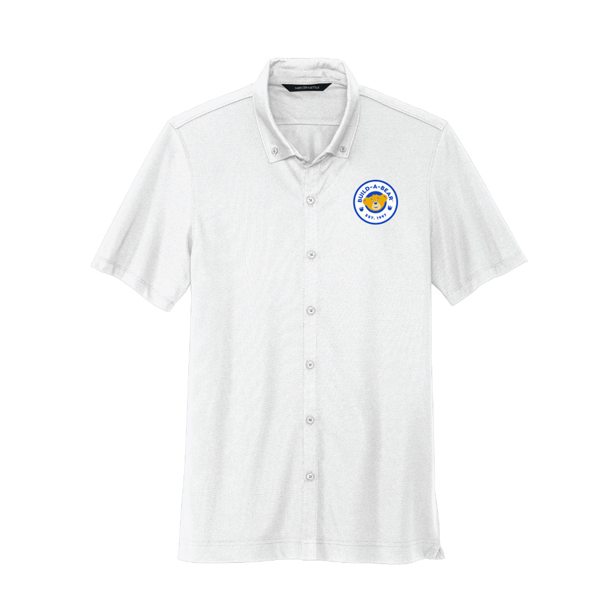 Mercer+Mettle® Stretch Pique Full-Button Polo with Embroidered Logo