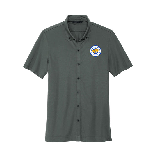 Mercer+Mettle® Stretch Pique Full-Button Polo with Embroidered Logo